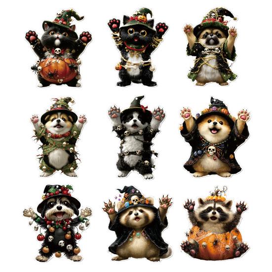 Car Hanging Ornament Cartoon Animals 2D Flat Acrylic Car Rearview Mirror Charm Halloween Auto Interior Pendant for Window Wall