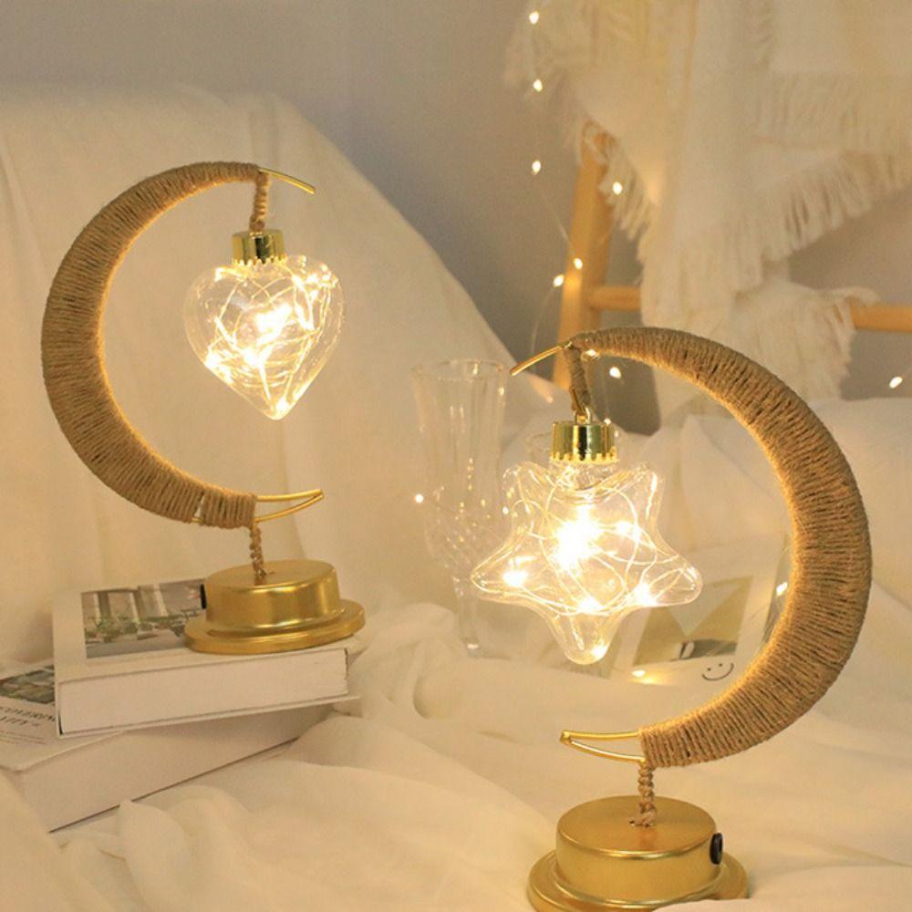 Hemp Rope Moon Table Lamp Star Light LED Light Children's Gifts Night Light Home Decoration