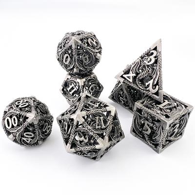Hohlmetall-DND-Polyeder-Spielwürfel-Set, 7-teilig, für Tischbrett, Rollenspiel-Würfel