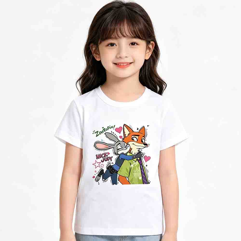 Kids Zootopia 2 Nick Judy Printing Cotton Tshirt