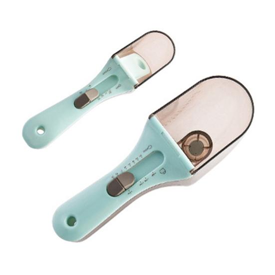 Hund Katz Futter Schaufel für Hund Katze Kaninchen Vogel Verstellbarer Haustier Futter Messbecher mit Skala Beidseitig Acht-Positionen Messlöffel Salz