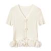Women's Elegant V-Neck Knit Short-Sleeve Top