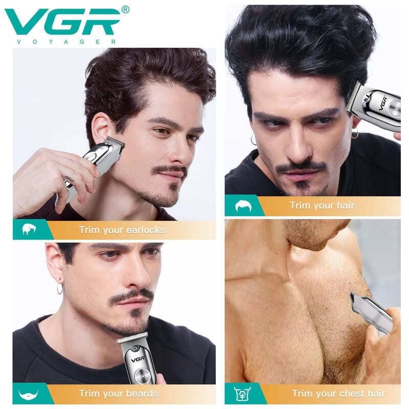 Professional Men's Rechargeable Electric Hair Clipper with Stainless Steel Blades USB Charging and Plug-in Function  Large Battery  Washable