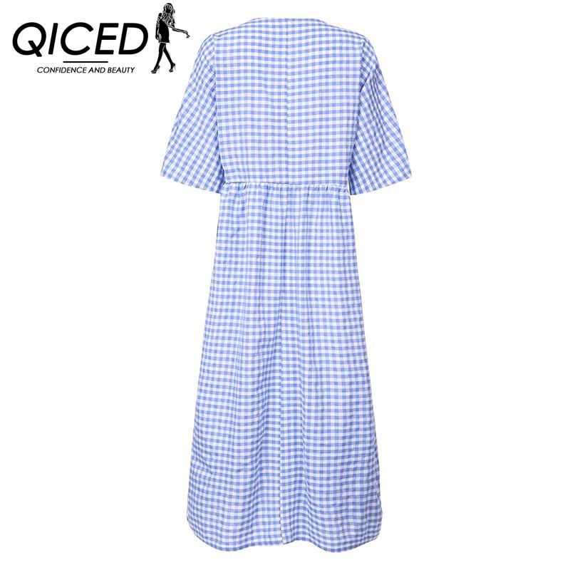 QICED Women's Fashion Summer Spring Short Sleeve O-Neck Casual Dresses