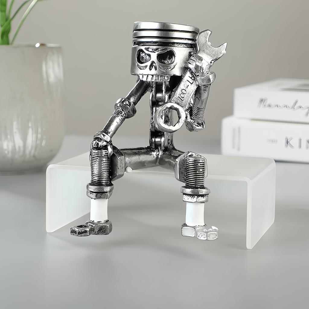 Scultura Teschio Faccia Piston Scultura Meccanica Punk Resina Statuetta Arte Ornamenti Creativi Divertenti Ufficio Casa Tavolo Decorazioni