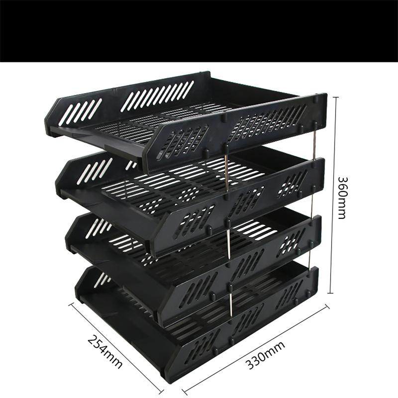 Four-layer File Rack Multi-layer Tray Storage Rack Holder Office Storage Plastic Storage Rack