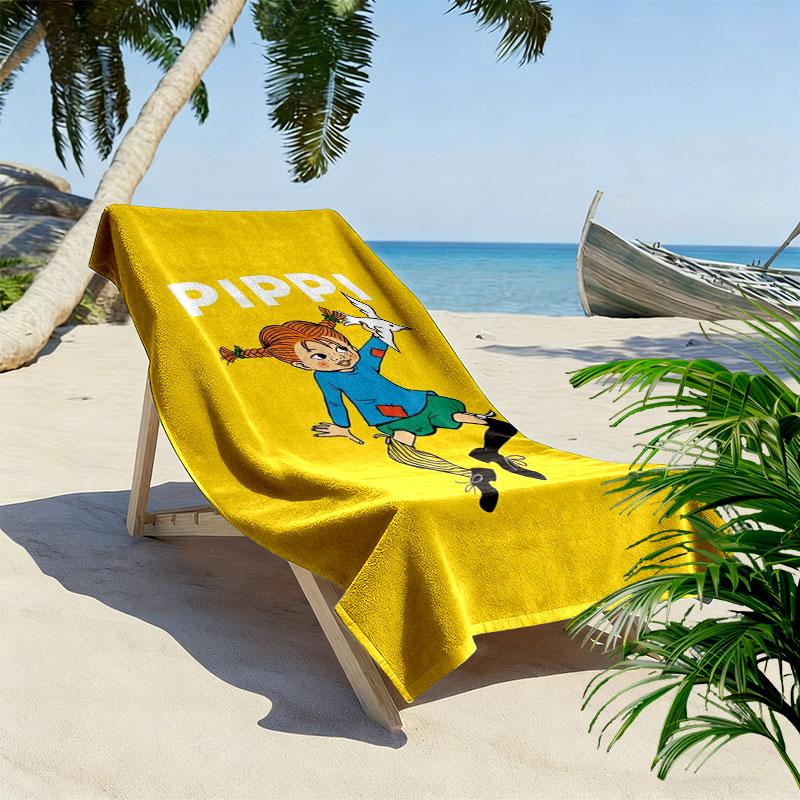 Pippi Adventure Print Beach Towel Large Soft Quick Dry Towel For Beach Camping Swimming