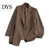 Lapel Long Sleeve Suit Jacket Women Coat Lace-Up Solid Color Outwear with Pockets Loose Fit Business Workwear
