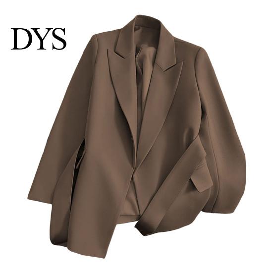 Lapel Long Sleeve Suit Jacket Women Coat Lace-Up Solid Color Outwear with Pockets Loose Fit Business Workwear