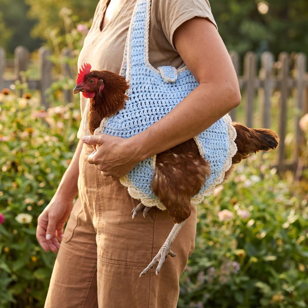 Crochet Chicken Handbag Kit , DIY Crochet Material Kit for Making a Chicken Purse , Perfect for Bag
