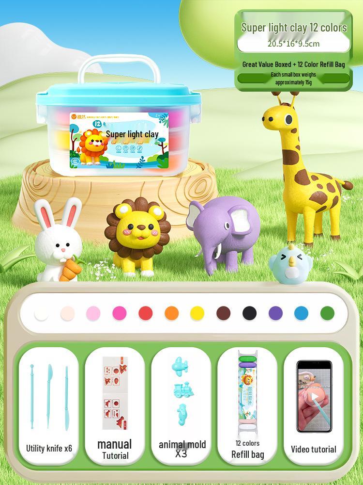 

Набор нетоксичной цветной глины для детей - Сверхлегкая глина для ручной работы, сделай сам