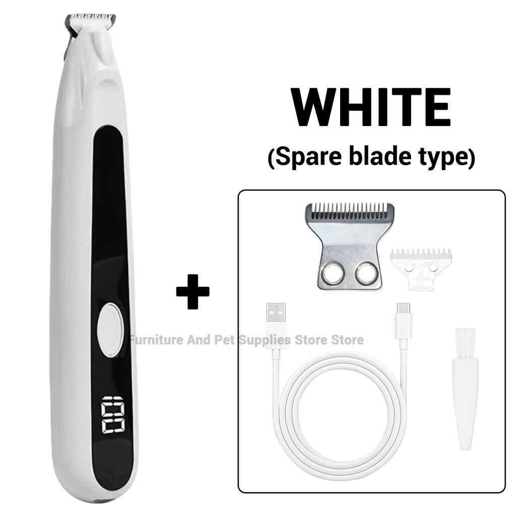 Pet Dog Electric Beauty Hair Trimmer with LED Light, Pet Foot Hair Electric Push Clipper, Silent Cat Facial Ear Foot Hip Shaver