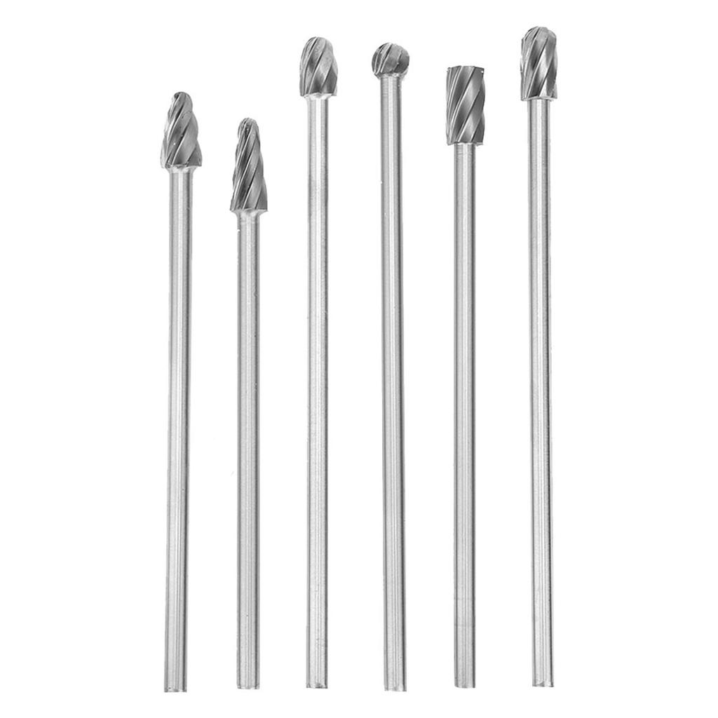 6pcs  6mm 14" Shank Aluminum Rotary Burr Extra Long 150mm Milling Cutter
