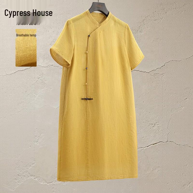 Women s New Chinese Style Linen A-Line Midi Dress L