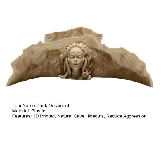 3D Printed Aquarium Cave Tunnel Hideout Natural Fish Shrimp Tank Ornament with Multi-Angle Viewing Holes Live Plant Aquarium Accessory