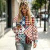 Felpa da donna con cappuccio, stampa retrò, manica lunga, tasche e design casual a pullover