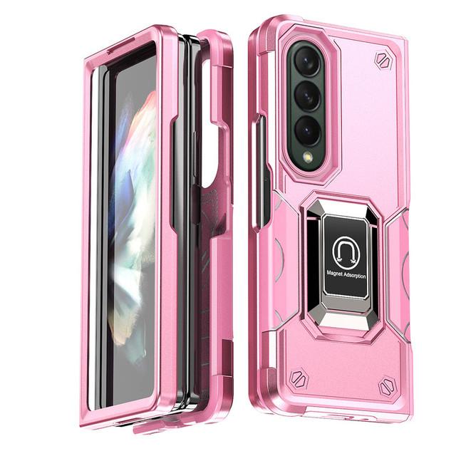 For Samsung Galaxy Z Fold 4 5g Case Luxury Armor Soft Shockproof Car Holder Magnetic Ring Phone Case For Galaxy Zfold4 Z Fold 4