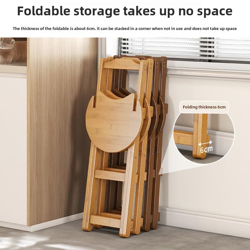 Bamboo Small Dining Chair  Foldable Art Stool Multi-Functional Bar Chair  Simple and Stable High Foot Stool