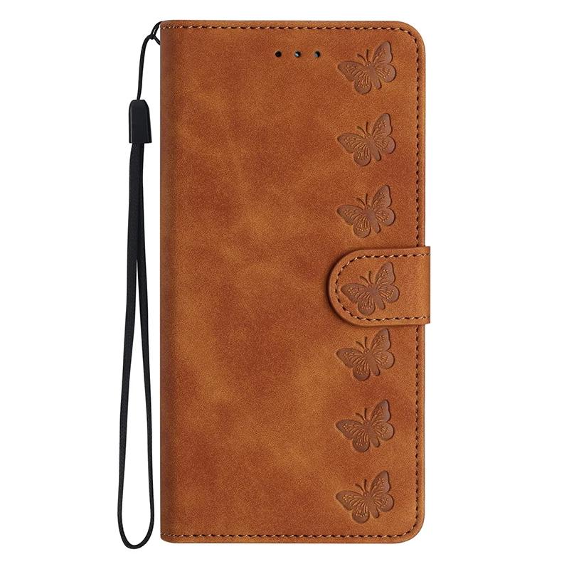Butterflies Flowers PU Leather Case For iPhone 16 15 14 Plus 13 12 11 Pro Max X XR XS Max 10 Flip Wallet Cover Card Holder Strap