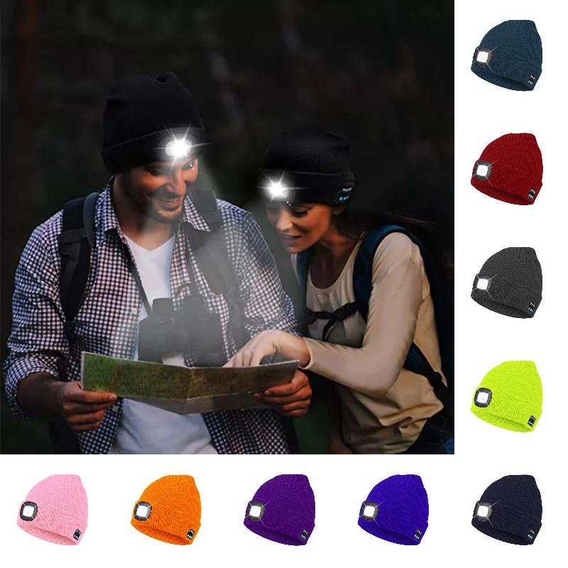 Wireless Bluetooth Music Hat Led Lights Knitted Beanie Hat Usb Rechargeable