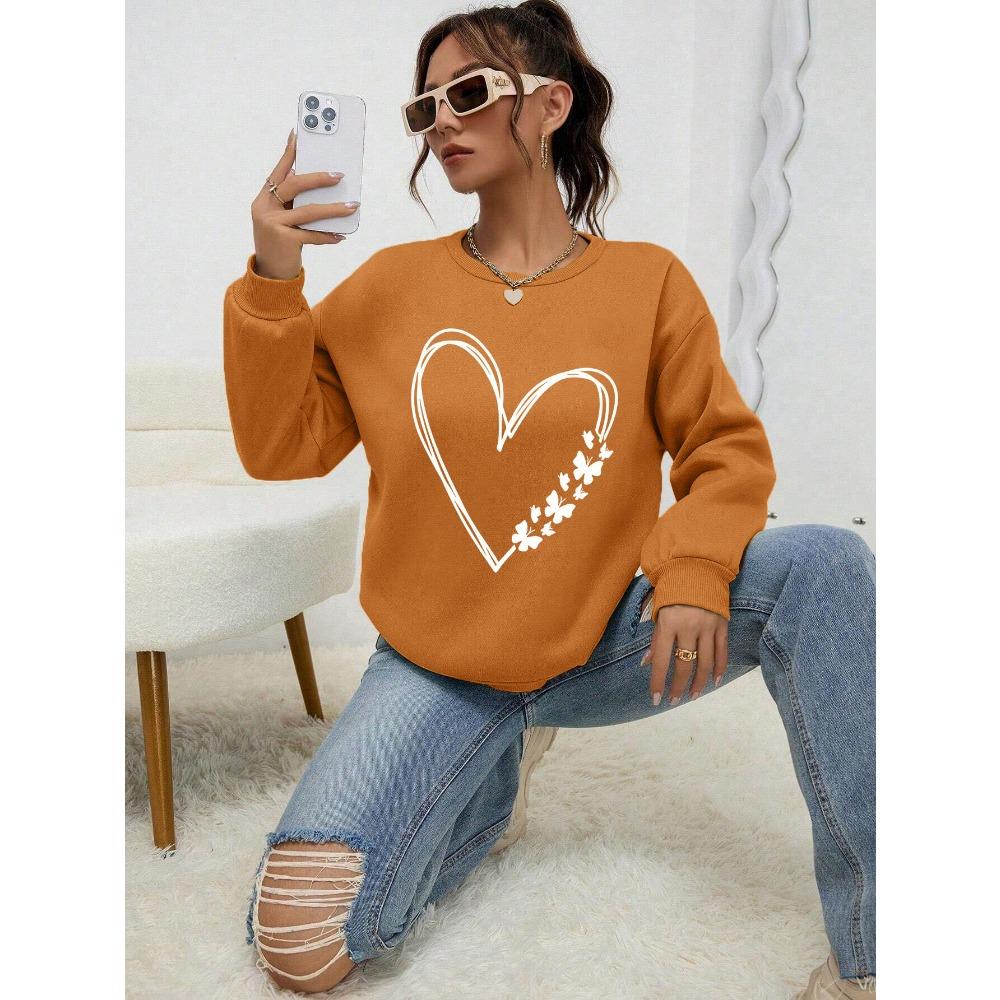 

Толстовка женская с круглым вырезом с дизайном «Великая любовь на краю бабочек», уличная одежда, осенний пуловер, мягкая спортивная одежда XL