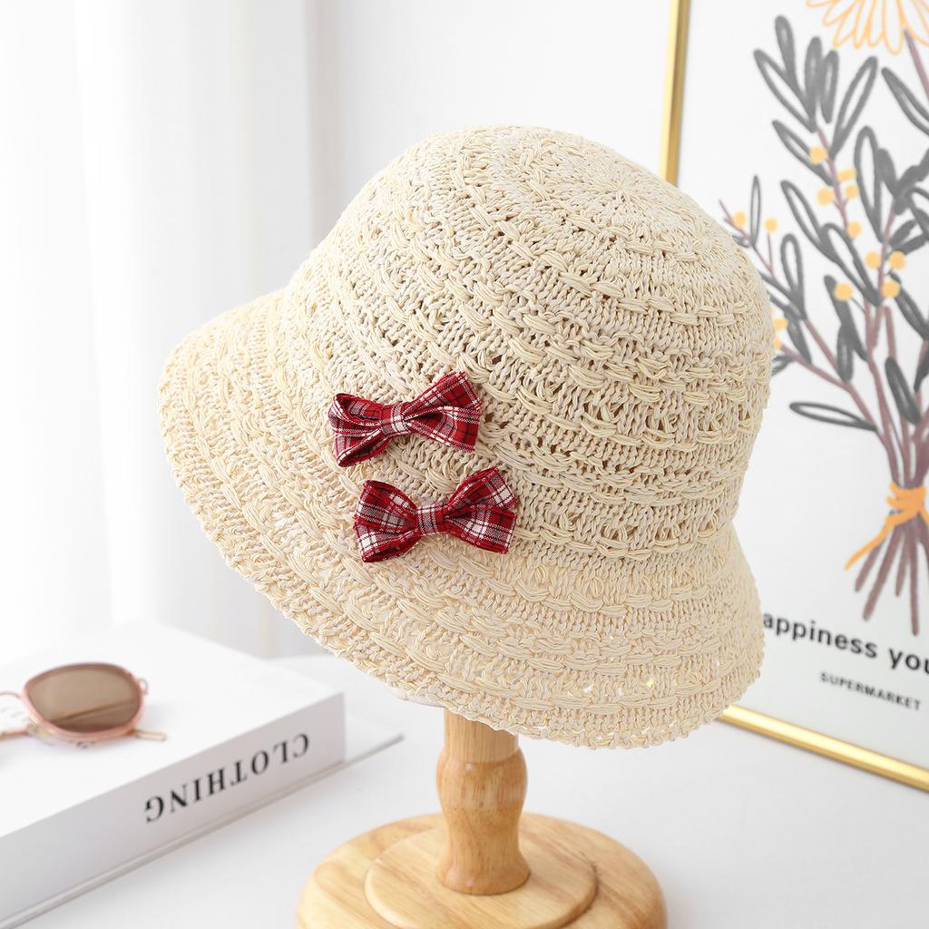 Sweet bow basin hat women's knitted knitting autumn sunscreen sun hat travel eaves beach bucket hat
