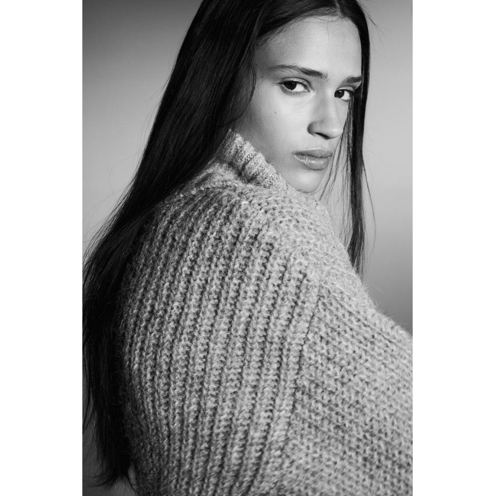 

Кардиган на молнии с воротником HM Светло-серый меланж