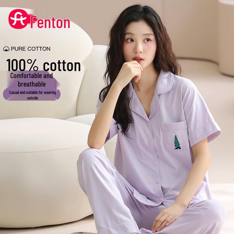 Fenteng Women s Cotton Summer Loungewear Set M
