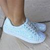 Plus Size 35-43 Sequin Platform Trainer Sneakers Flats Shoes Comfortable Shoes for Women Lace Up Casual Zapatos De Mujer
