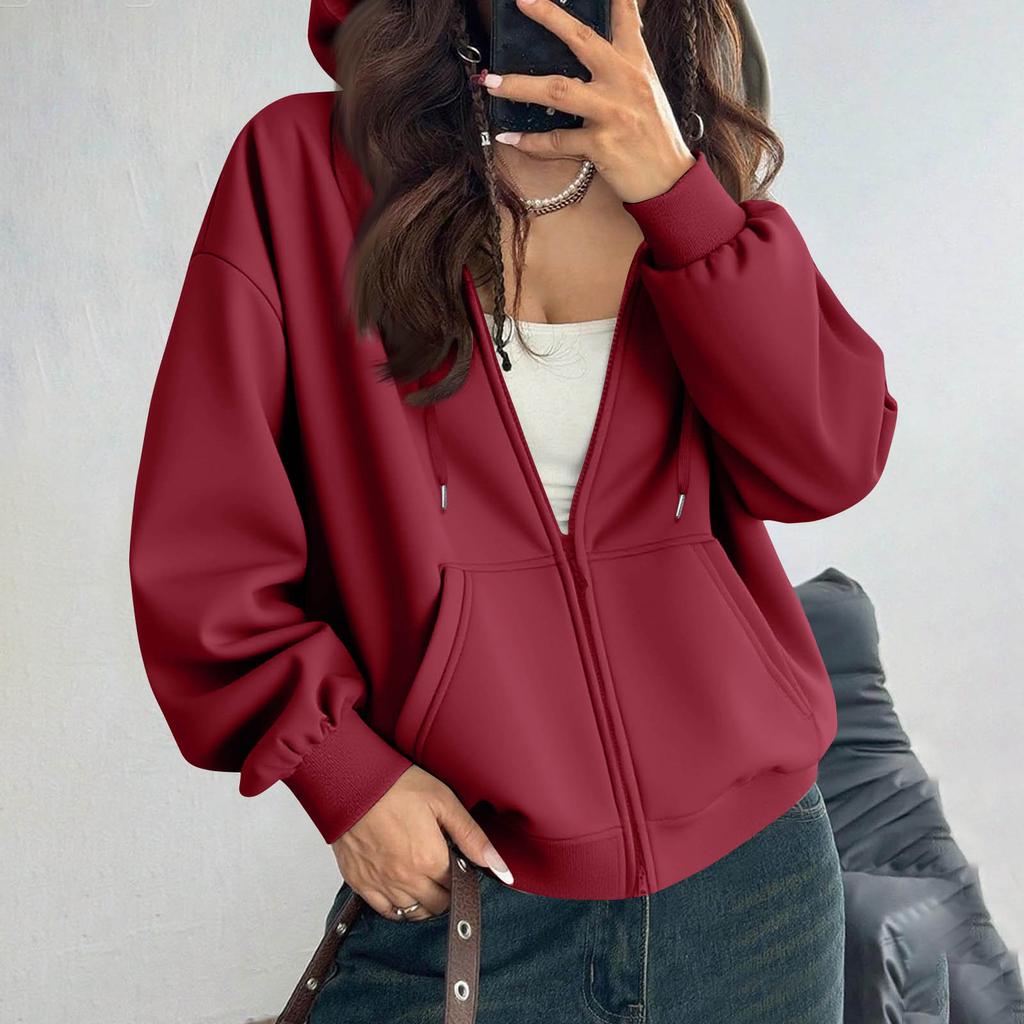 Damen Off-Shoulder Reißverschluss Hoodie Sweatshirt Mode Kleidung Freizeitjacke