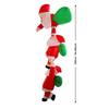 Three-Santa Christmas Inflatable with a Vertical Arrangement, Air Blower, LED Lighting, and a Packable Shape After Air Release for Storage