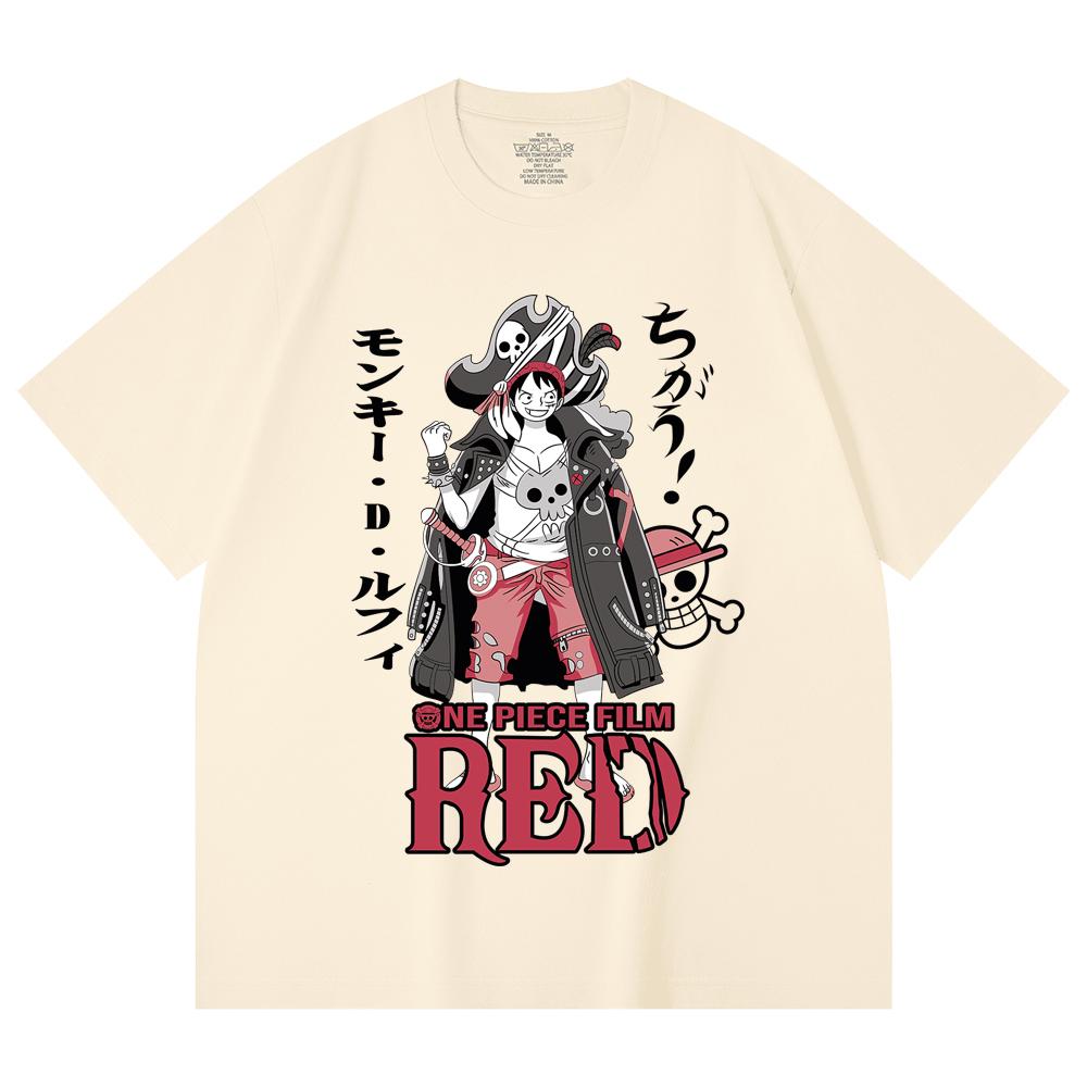 230 Gsm 100% Cotton One Piece V79 Luffy Film Red Print Unisex Heavy Cotton T Shirt