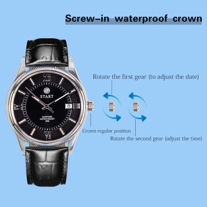 START-Fashionable Men's Watch Swiss Imported Movement Quartz Men's Watch Luminous Roman Dial Date Function