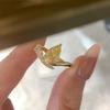 Light Luxury Redeen Goose Yellow Water Drop Pear Ring Light Luxury Fashion Ice Flower Cut Pink High Carbon Diamond Engagement Ring Woman