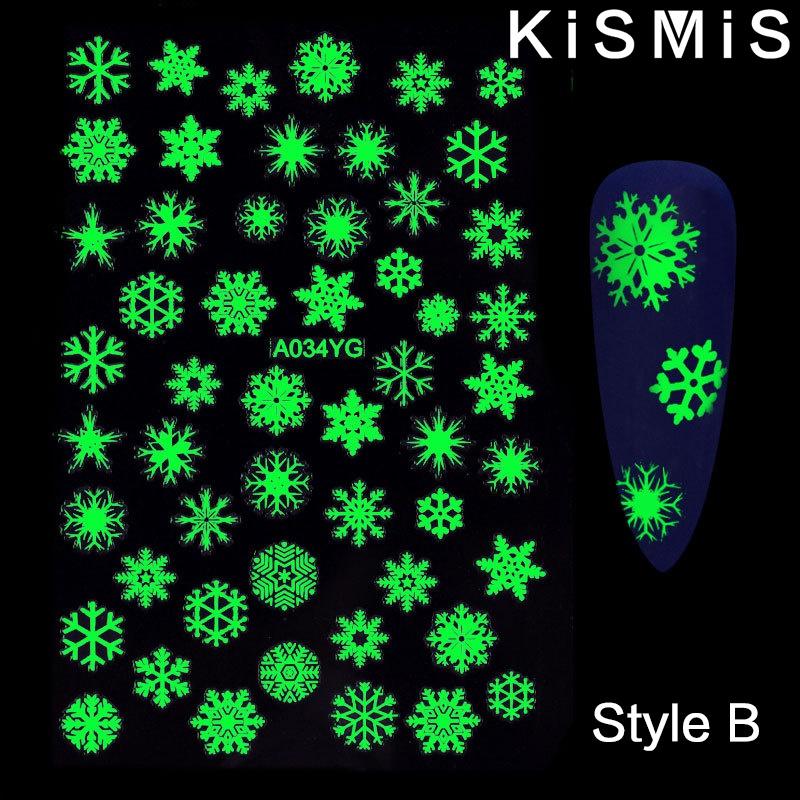 

Halloween Glow in the Dark Nail Stickers Snowflake Flame Butterfly Art Adhesive Decals for Nail Design