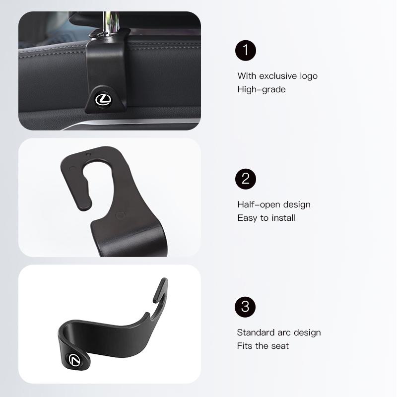 2 Stück ABS Auto-Sitzrücken-Haken Tragbarer Aufbewahrungshalter Für Lexus F SPORT ES RX NX LS UX LM LX GX LC RZ IS CT GS RC HS SC TX LBX