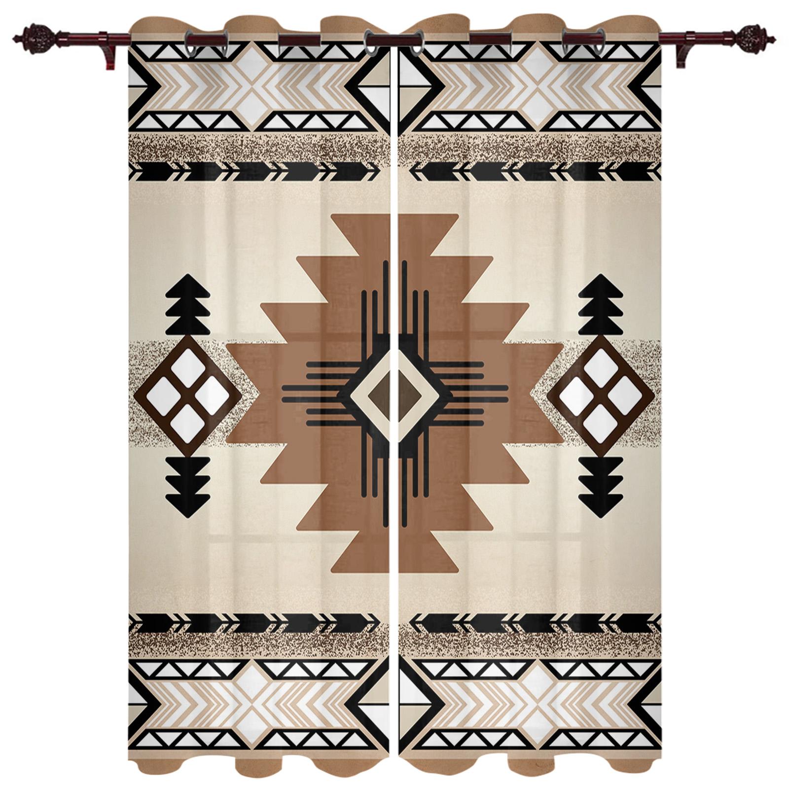 Шторы для окон с узором ацтеков для гостиной — фото 9
