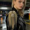 Fringe Rhinestone Epaulette Waterdrop Shoulder Epaulette Sparkling Tassel Epaulet Accessory for Costume Party Stage Performance