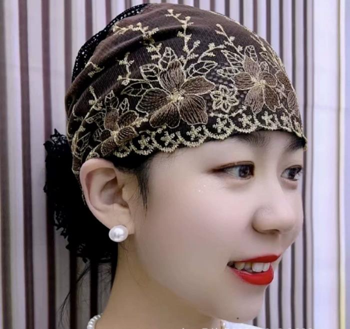 Breathable Embroidery Beading Turban Caps for Women