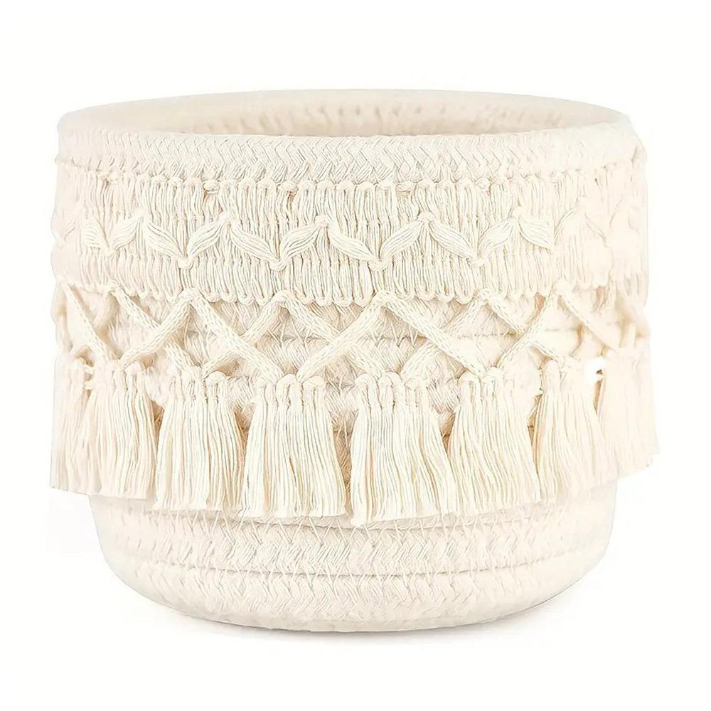 Cotton Rope Desktop Storage Basket White Coffee Snacks Box Home Decoration