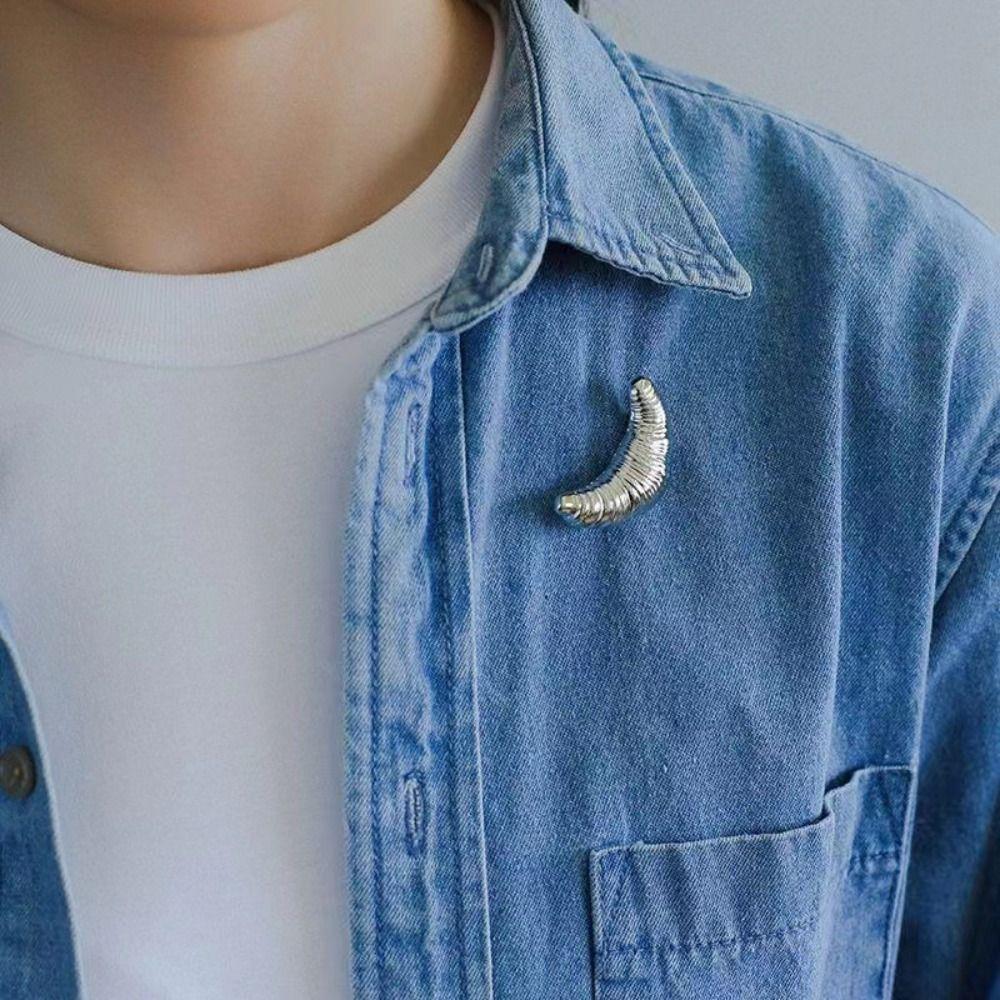 Silver Croissant Brooch Vintage Gold Brooch Fashion Metal Clothes Pin  Gift