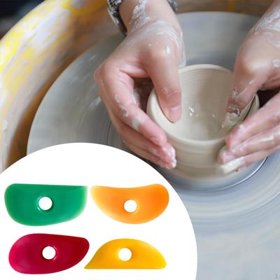 4 Stück Töpferton Weichgummi Rippe Nivellierwerkzeug Leichtgewicht 3,9 Zoll x 2 Zoll Oberflächenschaben