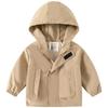 Children's Casual Hooded Coat Children's Clothing Spring and Autumn Boys' Wind Coat Zipper Hoodie Baby Boy Solid Color Shell Jacket