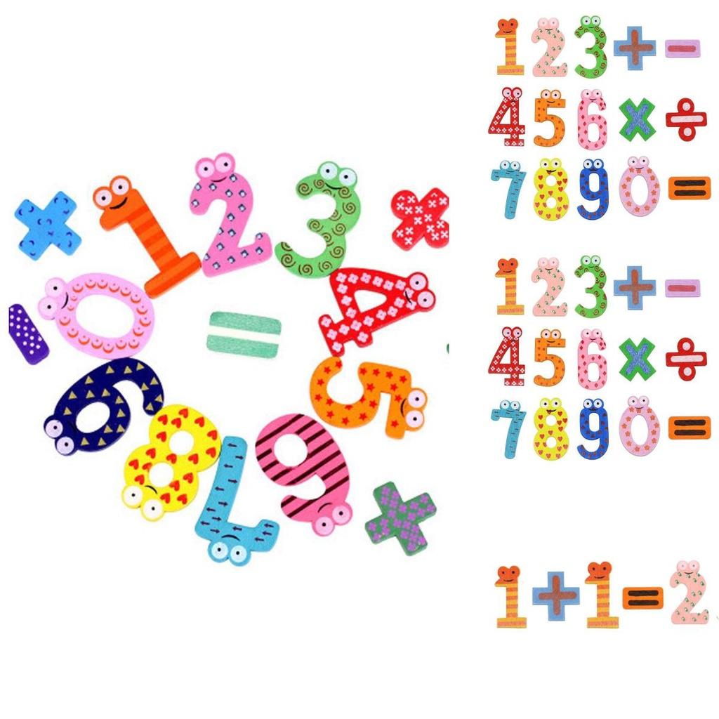 Verarbeitetes Holz Zahl Symbol Kühlschrankmagnet Spielzeug Für Kinder