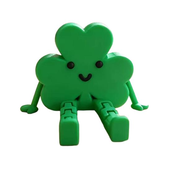 

Doll Ornament Multi-Joint Movable Design Clover-Shaped Poseable Doll Figure Lucky Desktop Decoration зелений