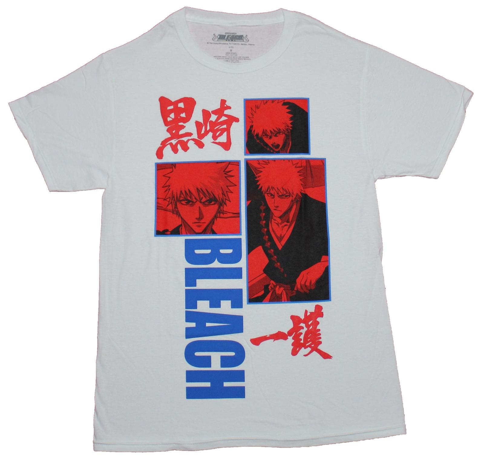 Bleach Mens T-Shirt - Triple Red Face Box Ichigo Blue Word Logo XXL