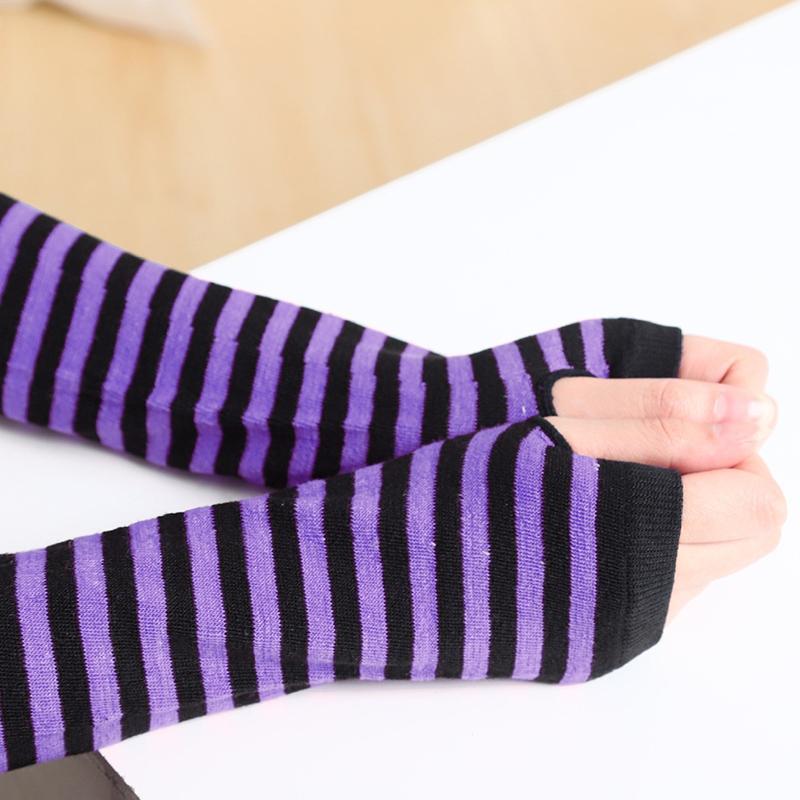 Winter Warm Long Sleeves Gloves For Man Women Fingerless Stripe Knitted Elbow Mittens Elastic Outdoor Fashion Warm Wrist Glove