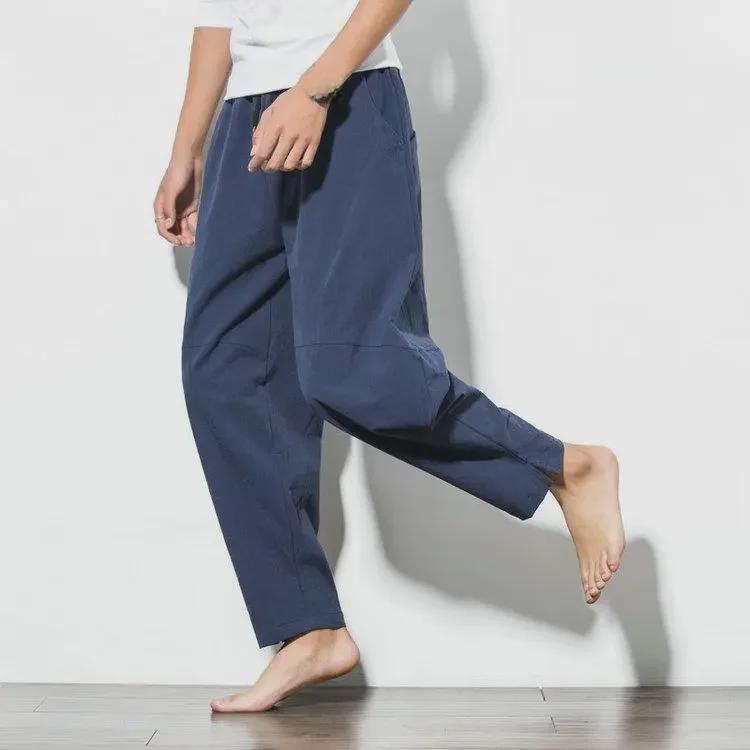 Men's Trendy Cotton-Linen Loose Carrot Pants - Chinese Style, Large Size, Nepalese Bloomers for Spring and Summer.