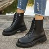 Fashion Comemore Shoes for Woman Bottom Lace-up Leather Ankle Boots Autumn Fashion Women Shoes Lace Up Leather Heeled Bottines Femmes