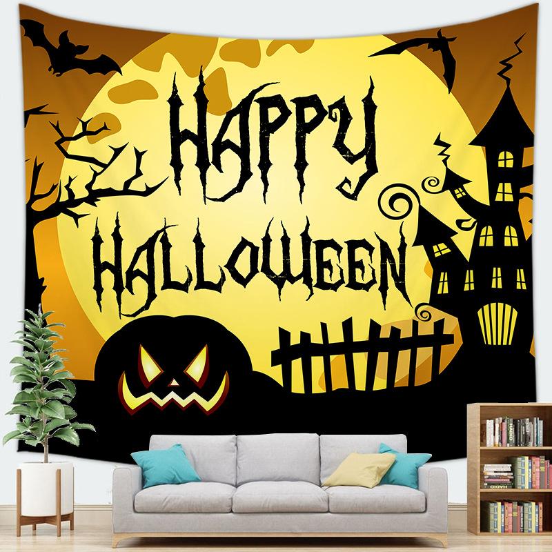 

Halloween Ghost Castle digitalprinted polyester tapestries living rooms bedrooms macrame wall hanging room decor aesthetic 74x94cm(29x37in)